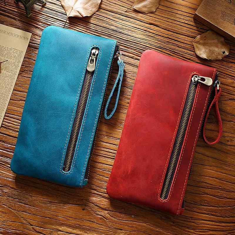 ペンケース 男女兼用 大容量 ファスナー 携帯 収納 本革 レザー 牛革 上質 丈夫 レトロ ヴィンテージ ..