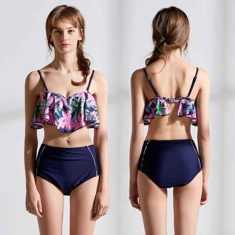 水着 レディース 欧米風 速乾 伸縮性 カップ付き ノンワイヤー 体型カバー セクシー フリル ビキニ ピ..