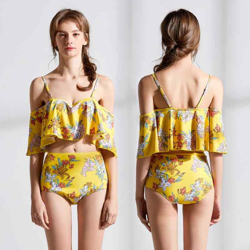 水着 レディース 速乾 高伸縮 カップ付き ワイヤーなし ビキニ 温泉 セクシー フリル 体型カバー 欧米風 大人 プール ビーチ 海水浴 イ..