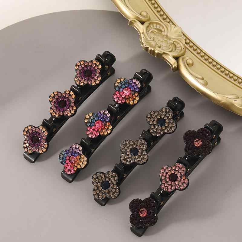 ヘアクリップ レディース 四つ葉のクローバー 前髪 後れ毛 サイド ダッカールクリップ 簡単 ヘアアレンジ 髪飾り プラスチック製 かわいい 韓国風(x2)