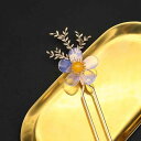 かんざし 手作り ハンドメイド 高級感 揺れる タッセル付き 花モチーフ 枝デザイン 電気メッキ加工 レトロ モダン シンプル 新中華風 金属製 まとめ髪 アップヘア 和装 浴衣 普段使い オパールカラー