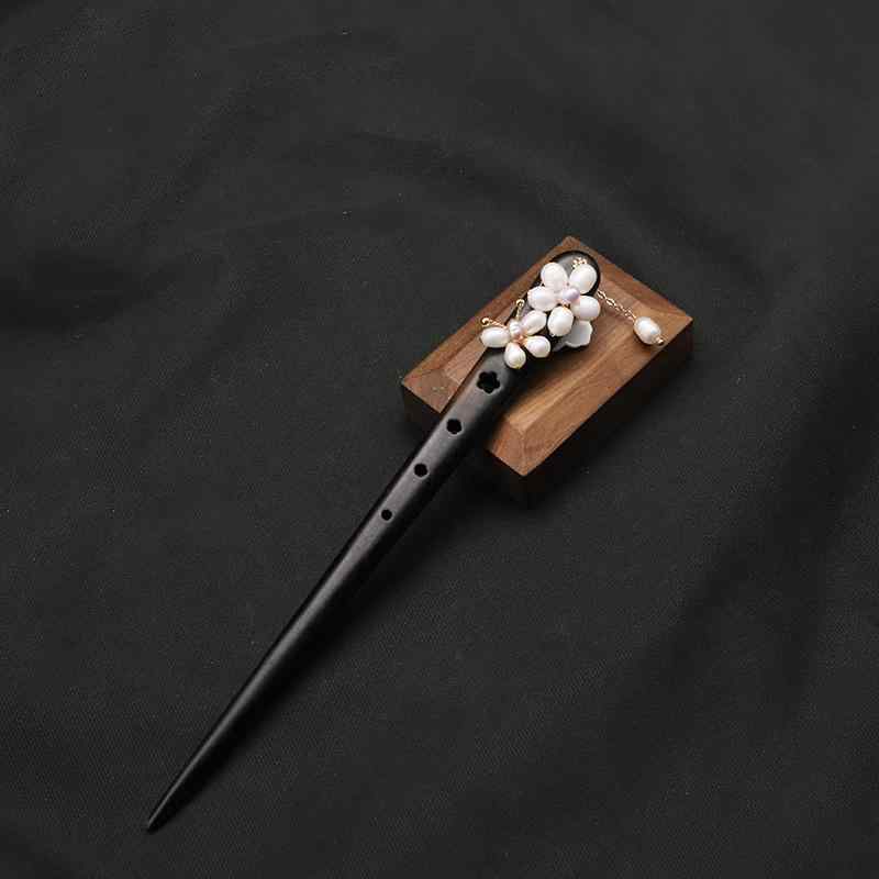 かんざし 天然パール 黒檀 木 無垢材 古風 揺れる飾り タッセル 髪留め 漢服 チャイナドレス 着物 和装 まとめ髪 ヘアアクセサリー