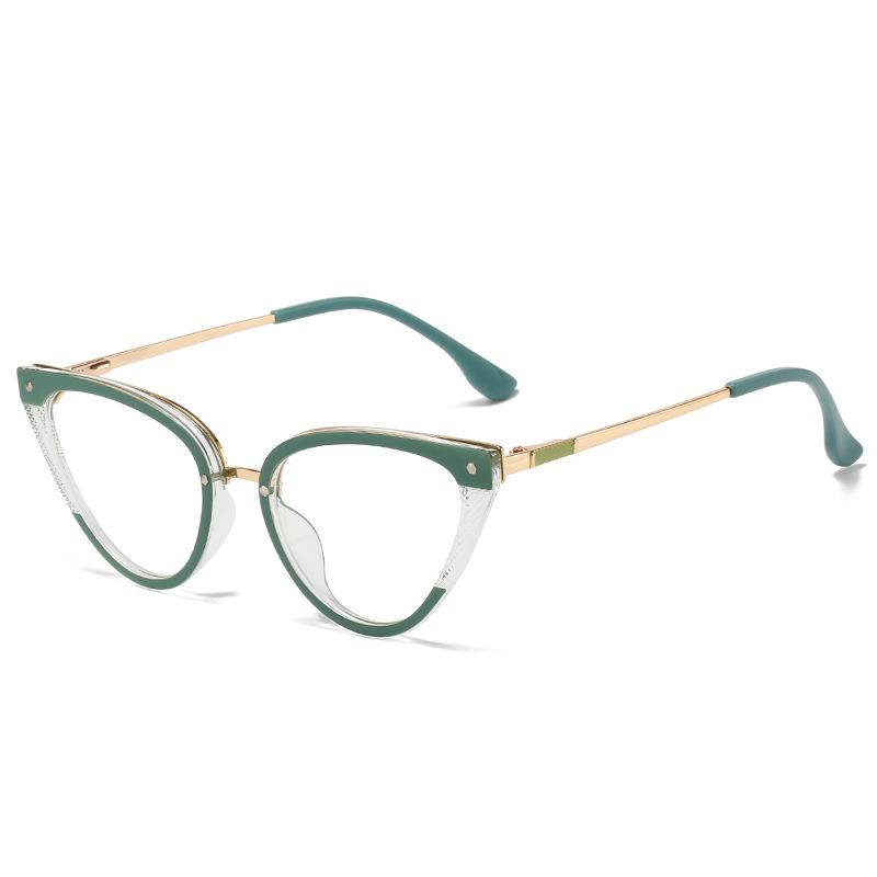 伊達メガネ レディース 女性用 ブルーライトカット TR90素材 バネ丁番テンプル キャットアイ 眼鏡フレ..