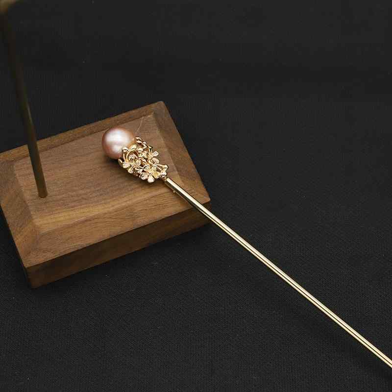 髪飾り 天然パール エジソンパール 紫色 中国風デザイン 幾何学模様 漢服 まとめ髪 夜会巻き アップヘア シンプル 高級感 上品 大人可愛い クラシック レト...