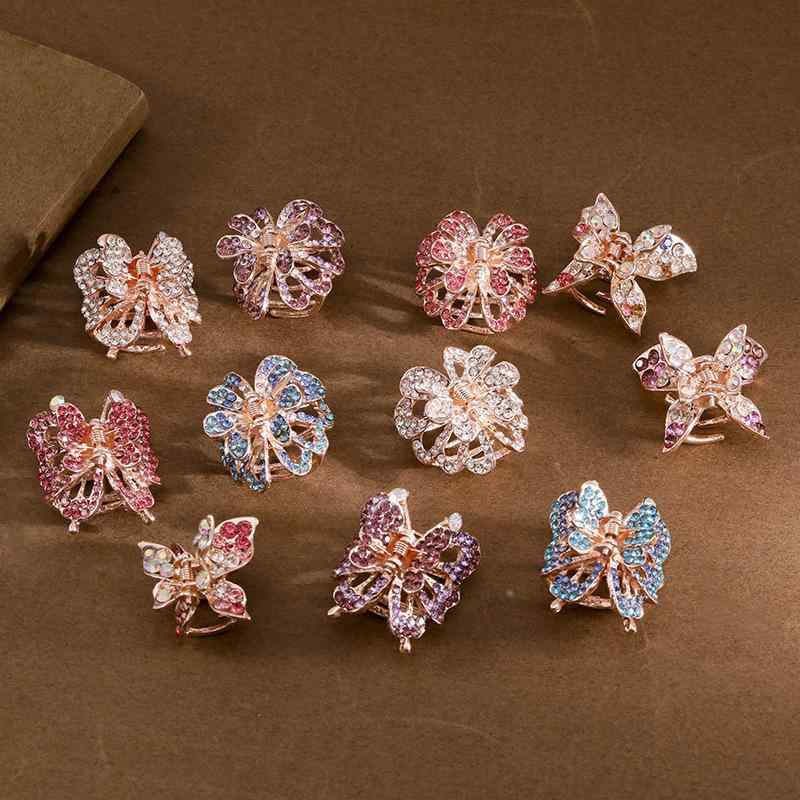 ヘアアクセサリー レディース 蝶々モチーフ レトロ ラインストーン バンスクリップ 合金製 電気メッキ..