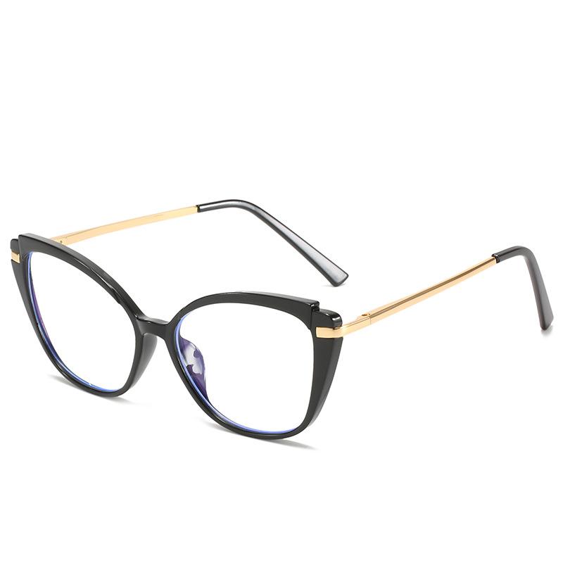 メガネ レディース ブルーライトカット キャットアイ 軽量 TR90 バネ丁番 メタルフレーム プラスチック製 PCレンズ フルリム 伊達メガネ 欧米風 おしゃれ