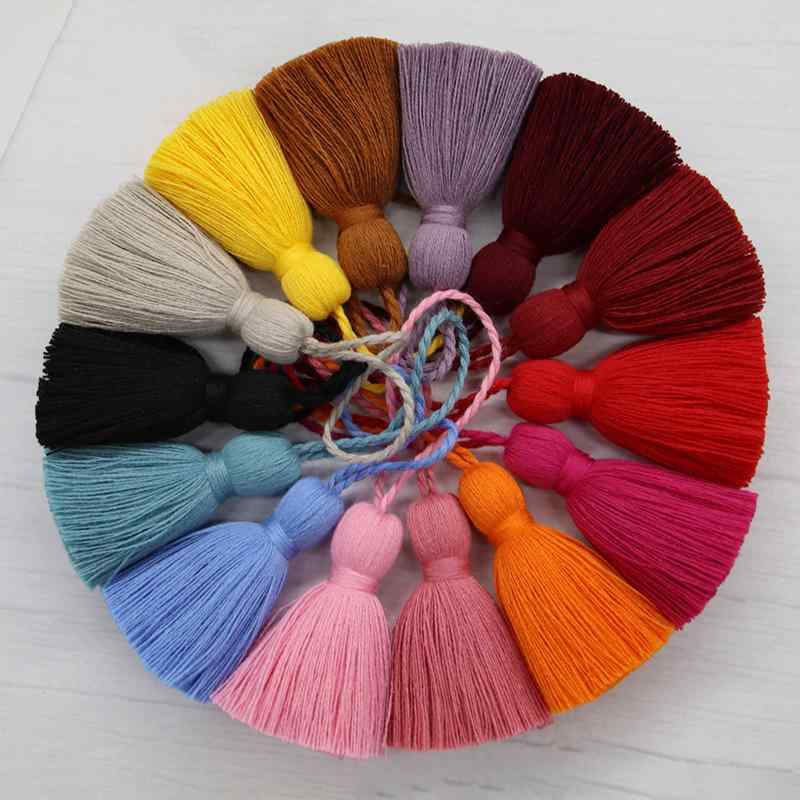 タッセル フリンジ 純綿 コットン素材 11cm ボリューム ロングコード クッション バッグ 抱き枕飾り用 吊り下げ紐 ハンドメイド DIY 手芸パーツ 豊富な30色展開(x2)