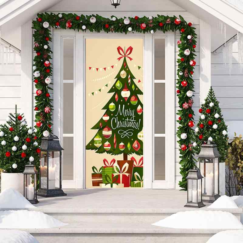 ドアステッカー クリスマス 3D 立体 クリスマスツリー 防水 傷隠し リフォーム 模様替え おしゃれ PVC..