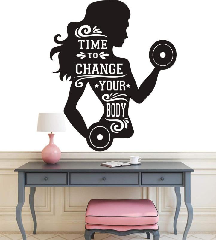 ウォールステッカー ダンベル ジム フィットネス ヨガ トレーニング ワークアウト 筋トレ 防水 防汚加..