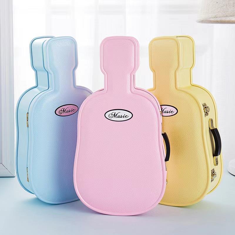 オルゴール 女の子 子供 回転式 ギター バイオリン モチーフ ジュエリーボックス アクセサリー収納 かわいい おしゃれ 置き物 インテリア雑貨 誕生日 プレゼント 卒業祝い 記念日 プラスチック製 ピンク 黄色 ブルー