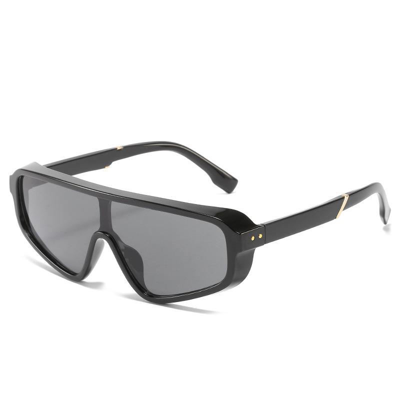 サングラス レディース UV400カット PC素材 欧米風ファッション 個性的なスタッズデザイン 一体型 変形フレーム フルフレーム おしゃれ
