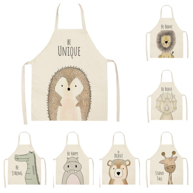 エプロン 大人用 子供用 キッチン ノースリーブ 撥水 防汚 リネン調 北欧風 カートゥーン柄 おしゃれ シンプルモダン 切り替えデザイン ポリエステル素材(x2)