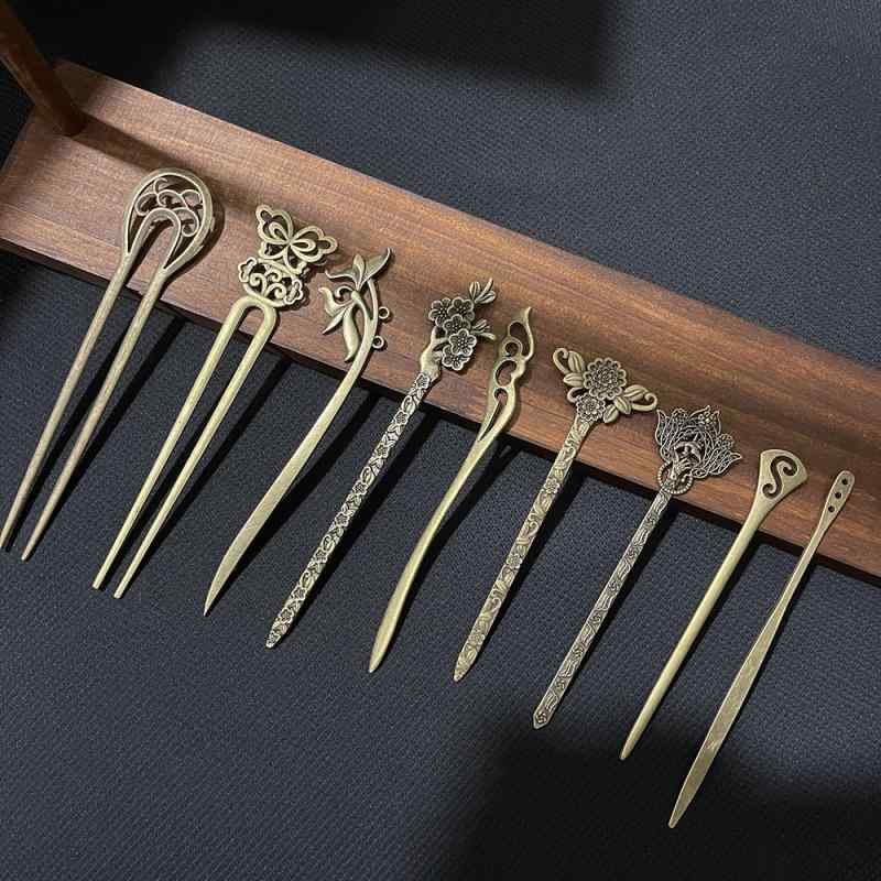 かんざし 電気メッキ加工 アンティーク調 古銅色 レトロ きつね マーメイド 髪飾り ヘアアクセサリー ヘアスティック 合金製 複数デザイン セット 浴衣 着物...