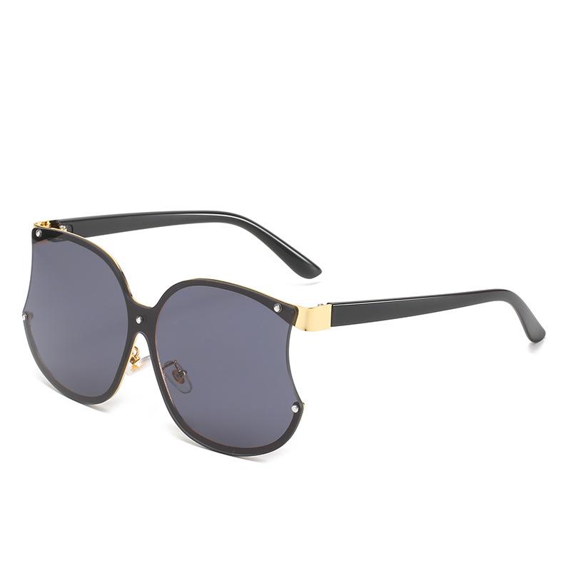 サングラス UV400カット 紫外線対策 おしゃれ 個性的 異形デザイン 一体型 ビッグフレーム 欧米風 トレンドファッション メタルフレーム