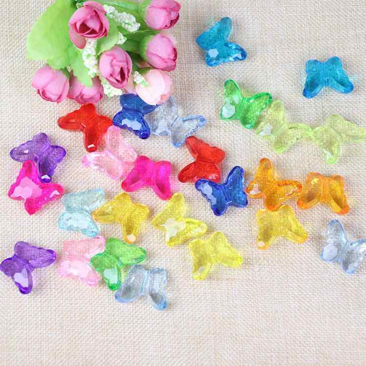 ビーズ 透明 アクリル 蝶々 クリスタル風 貫通穴 バタフライ チャーム DIY ハンドメイド 手芸 アクセサ..