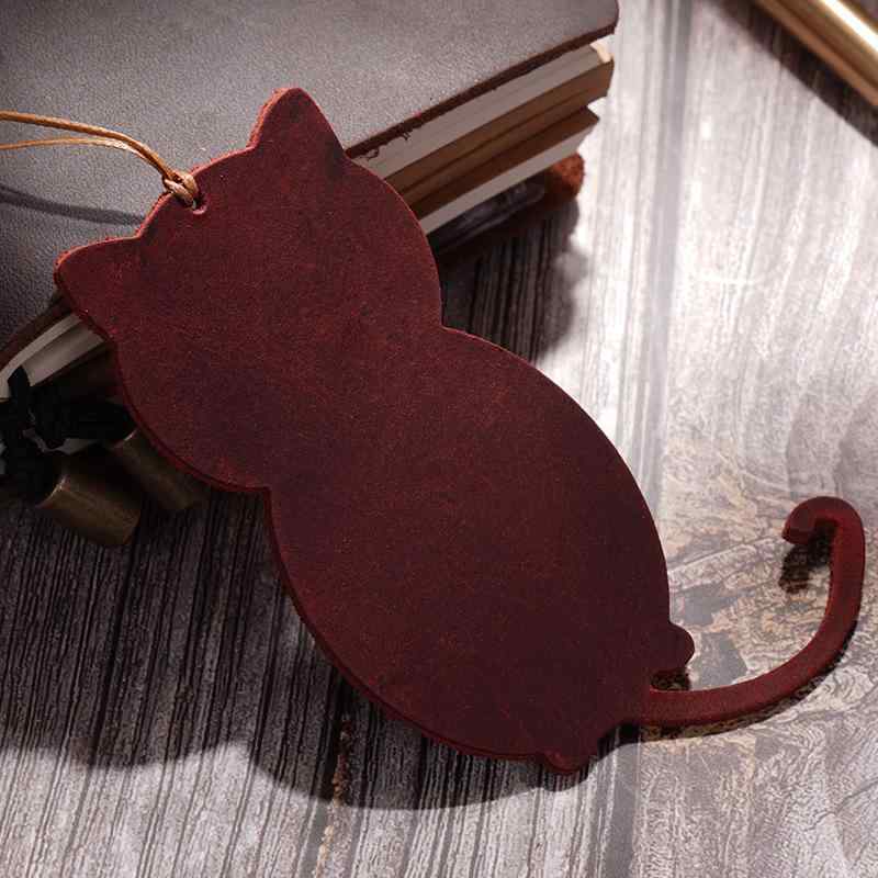 しおり クレイジーホースレザー 本革 レザー 猫 ネコ かわいい ブックマーク レトロ アンティーク調 オリジナル 手作り ブッククリップ おしゃれ(x2)
