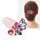 ヘアアクセサリー レディース パール レインボー プリンセス シンプル お団子 まとめ髪 ヘアピン ヘアクリップ かんざし コーム 花モチーフ 髪飾り(4)