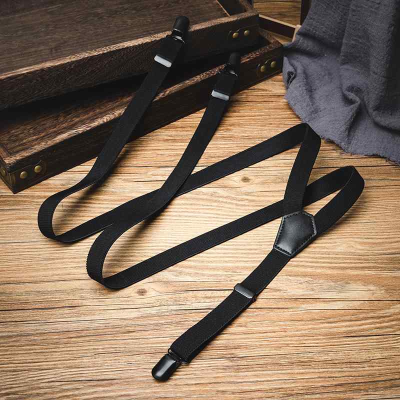 サスペンダー メンズ レディース 男女兼用 ユニセックス Y字型 3点留め 滑り止め 伸縮性 強力ゴム 長さ調節可能 アジャスター 黒 ブラック ゴム素材 ビジネス カジュアル スーツ フォーマル