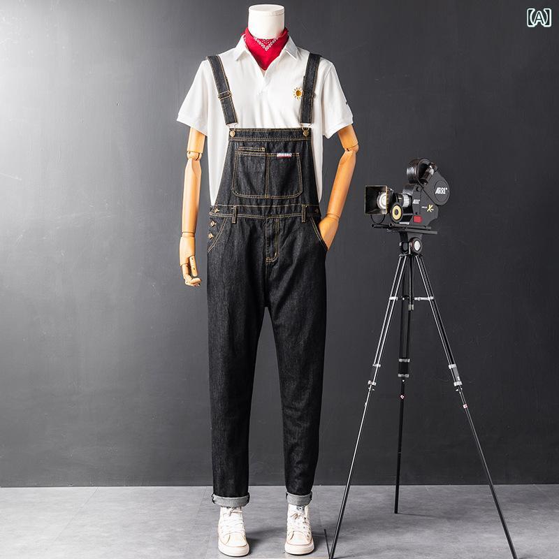 オーバーオール メンズ デニム サロペット ゆったり ストレートシルエット ヴィンテージ加工 レトロ ワークウェア 日系 アメカジ オールシーズン 万能 若見え効果 普段使い カジュアル 休日コーデ コットン ファスナー開き