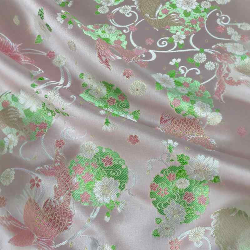生地 キッズ 高密度 ポリエステル ジャカード織り 織錦サテン 新牡丹柄 レトロ アパレル用 服飾 民族衣..