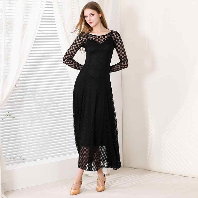 社交ダンス ドレス レディース レース ツーピース セット モダンダンス ワルツ レッスンウェア 練習着 エレガント 上品 華やか 春夏 ブラック 女性用 ナイ...