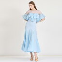 ダンスドレス レディース 軽やかパラシュートスカート風 ストレッチ 社交ダンス モダンワルツ 練習着 発表会 競技会 ロング丈 淡い色 秋冬