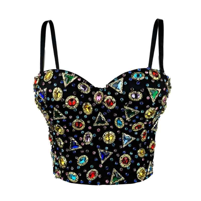 ビスチェ レディース 細見え効果 ボーン入り 高級感 欧米風 アクリル ラインストーン チューブトップ キャミソール 取り外し可能ストラップ ショート丈 スリムフィット ストレッチ セクシー 重ね着 ポリエステル ブラック ホワイト レッド