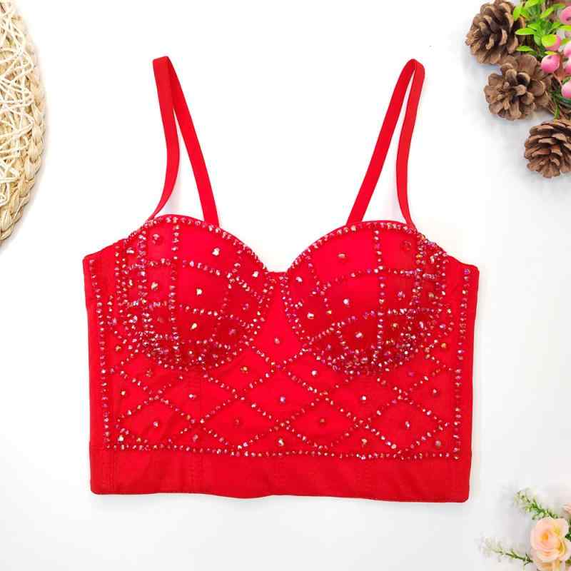 ビスチェ キャミソール レディース 春夏 ラインストーン ボーン入り セクシー ギャル 背中見せ ショー..