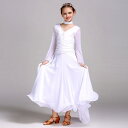 ダンス衣装 レディース 長袖 再生繊維 シフォン ポリエステル 春夏 モダンダンス 社交ダンス 競技会用 発表会用 ドレス エレガント 上品