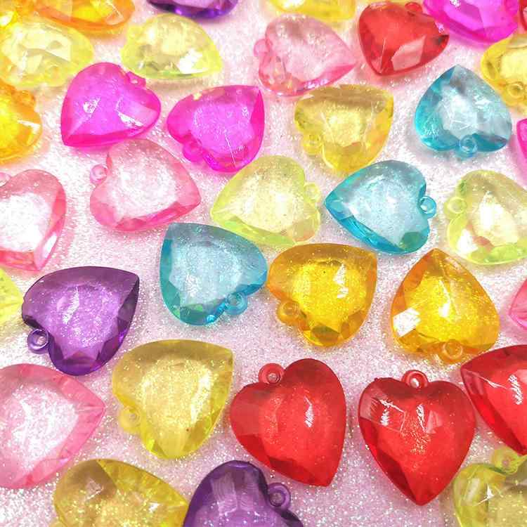 アクセサリーパーツ 透明 アクリル ハート型カット チャーム ルースビーズ 子供 キッズ クレーンゲーム..