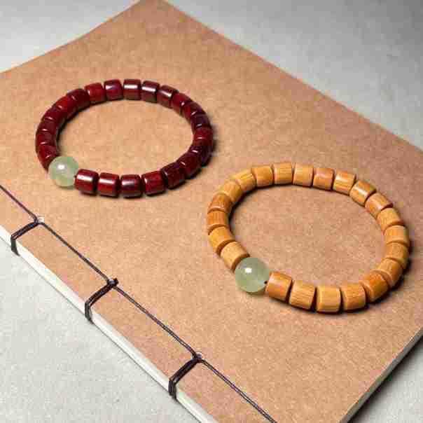 数珠ブレスレット レディース 天然木 緑檀 血檀 夜光 蓄光 樽型ビーズ 8mm パワーストーン 民族風 エスニック お守り 開運 カジュアル アクセサリー 女...