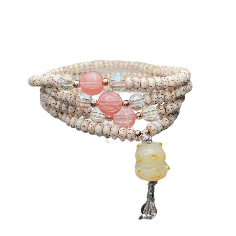 ブレスレット メンズ レディース 海南星月菩提 天然石 パワーストーン 3連 ミニ 平和鳩 2WAY ネックレス 数珠 研磨加工 オリジナルデザイン お守り 開...