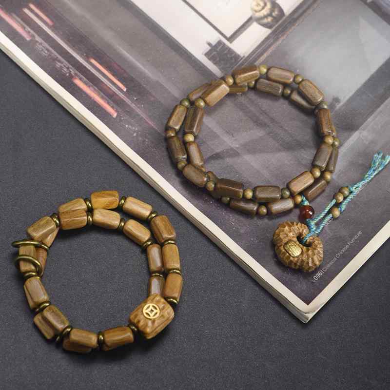 数珠ブレスレット 男女兼用 ユニセックス 緑檀 グリーンサンダルウッド 二重巻き キューブ型 長方形 フリーフォーム ビーズ 研磨仕上げ お守り 厄除け ヒーリング 香木 上質 アジアンテイスト