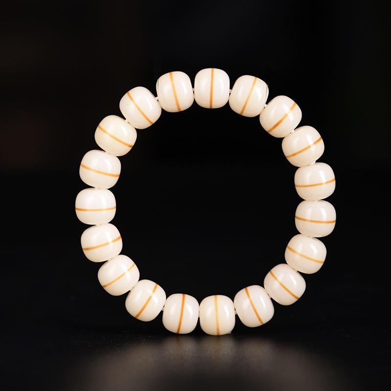 ブレスレット レディース 白玉菩提 金線模様 天然石 ハンドメイド 老型ビーズ 手になじむ 経年変化を楽しむ アジアン コレクション
