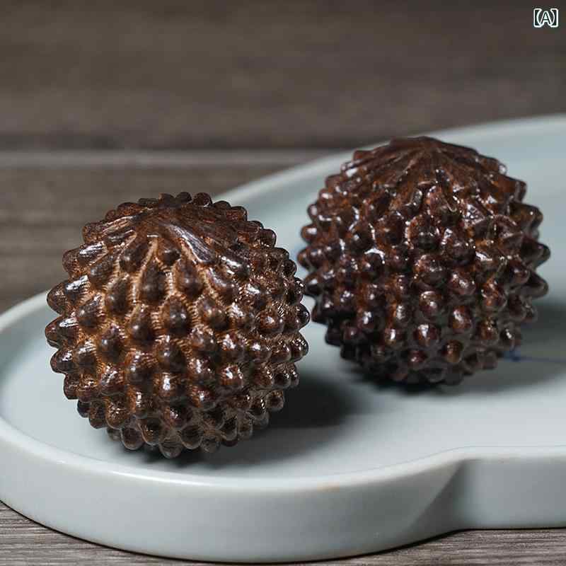 握り玉 黒檀 彫刻 木製 マッサージ 手指 トレーニング 高齢者 プレゼント 脳トレ ストレス解消 血行促..