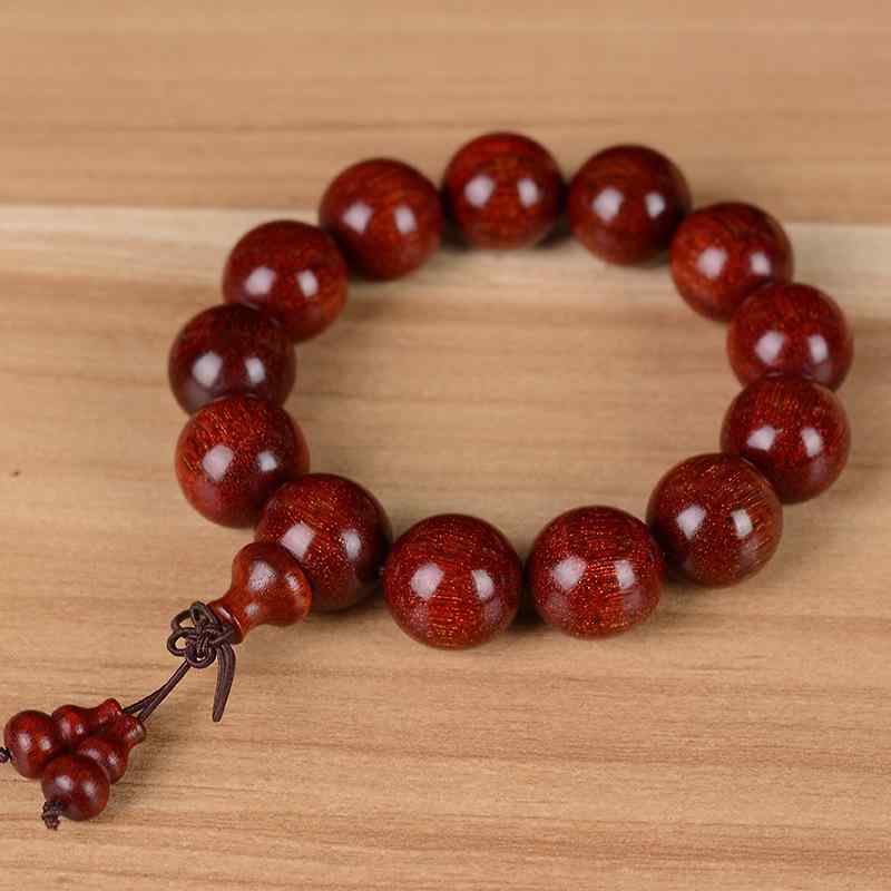 数珠ブレスレット 男女兼用 高密度 沈水 真金星 インドネシア産 小葉紫檀 木製 鶏血紅 血檀 念珠 コレクション 鑑賞用 開運 お守り ギフト プレゼント