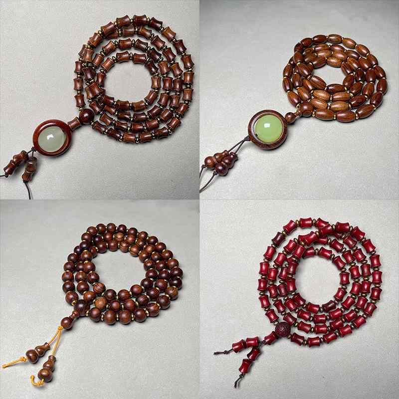 ブレスレット メンズ レディース 夜光 数珠 念珠 黒花梨木 竹節 アップル珠 棗珠 隔珠 研磨 多重巻き ネックレス兼用 お守り 開運 エスニック 伝統文様 ...