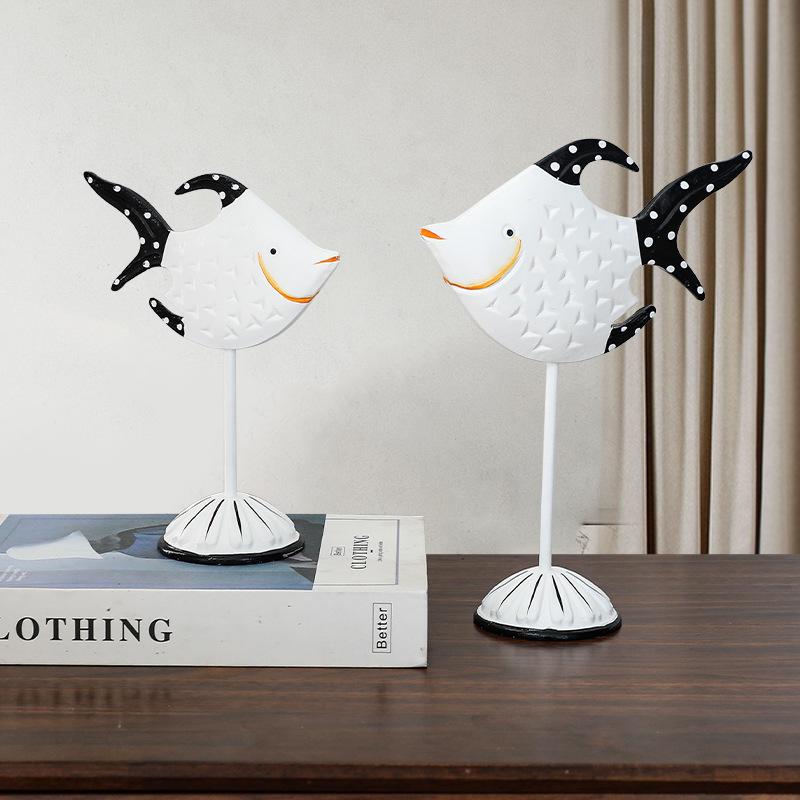 置物 地中海風 ペア 魚 木製 松木製 オブジェ インテリア リビング 玄関 テレビ台 ワインキャビネット 結婚祝い 誕生日プレゼント