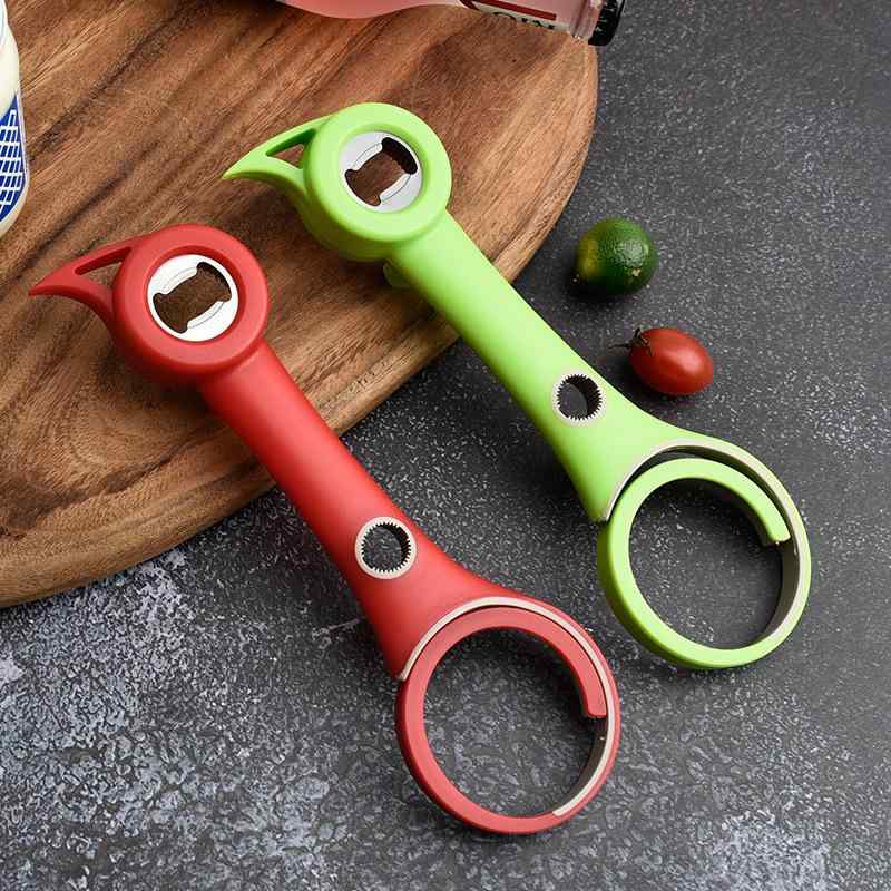 栓抜き 多機能 四合一 缶切り プルタブ開け スクリューキャップ開け ビール瓶開け プラスチック製 簡単..