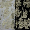 生地 レディース レーヨン混 ベルベット ベロア 金加工 箔押し 織物 植物花柄 春夏 上質素材 シャツ ワンピース スカート ナイトドレス チャイナドレス パジャマ ステージ衣装 装飾用 ブラック ホワイト 幅140cm