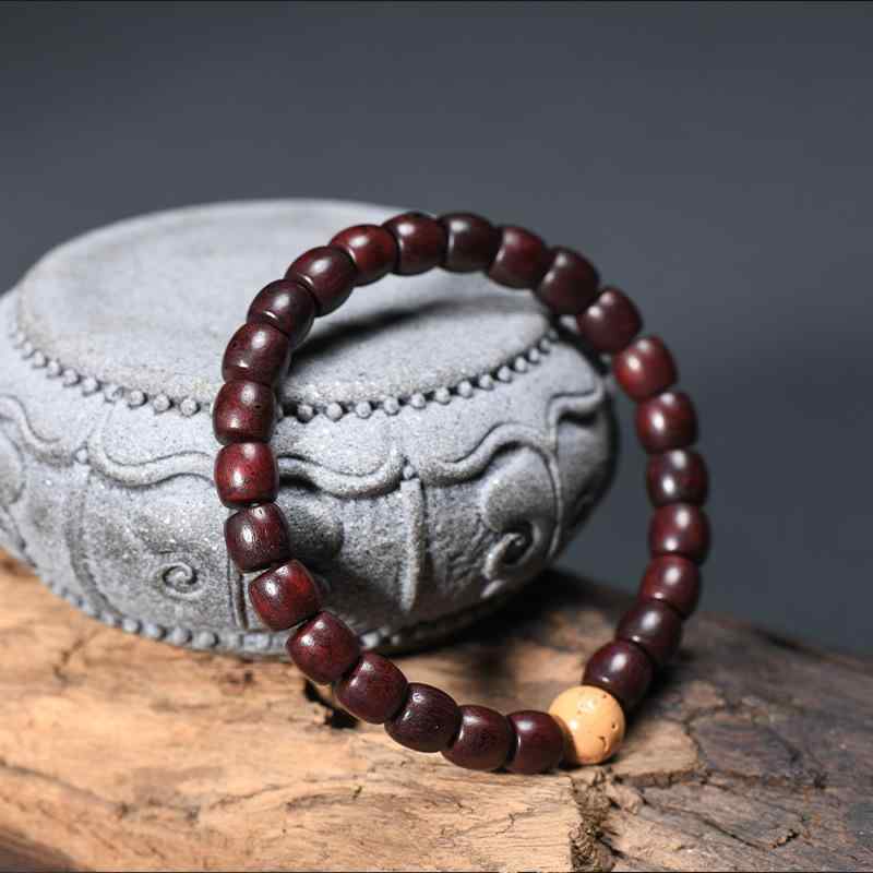 ブレスレット 男女兼用 レッドサンダルウッド 樽型ビーズ 7mm 金剛菩提 ハートチャーム 数珠 天然木 ハンドメイド お守り 厄除け パワーストーン 開運 コ...