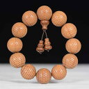 ブレスレット 男女兼用 ユニセックス 高品質 古材 降龍木 六道木 20ミリ玉 12粒 彫刻 念珠 仏珠 エスニック 民族風 文玩 コレクション 木製 腕輪