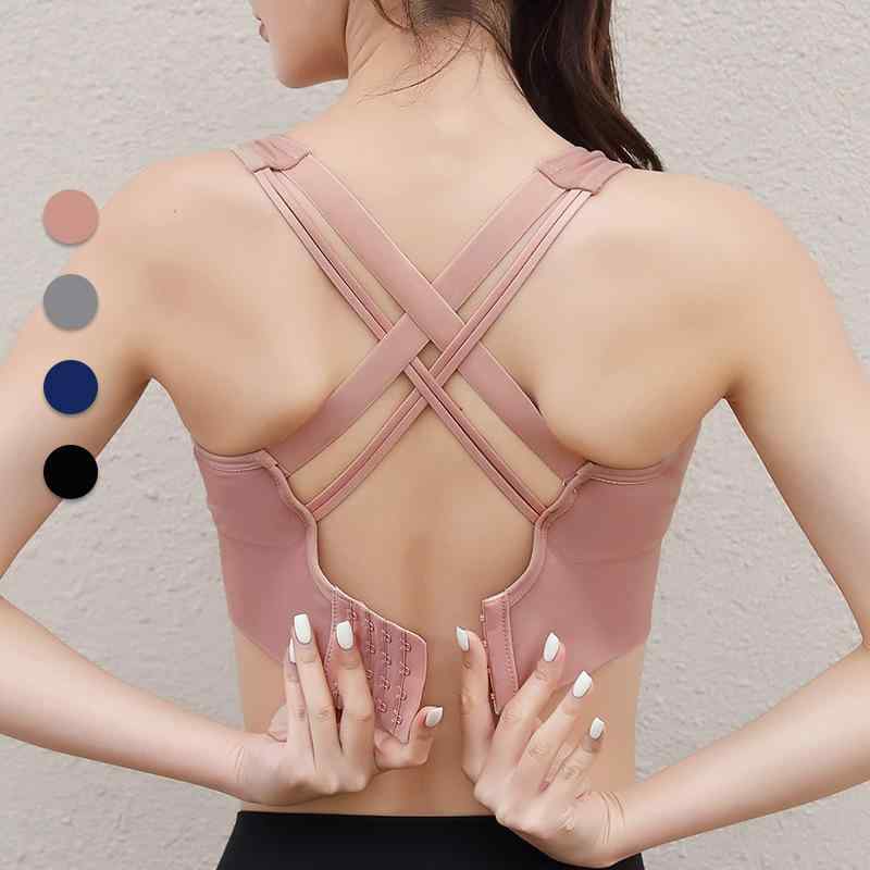 スポーツブラ レディース 高サポート ノンワイヤー 吸汗速乾 通気性 シームレス グラマーサイズ 谷間メ..