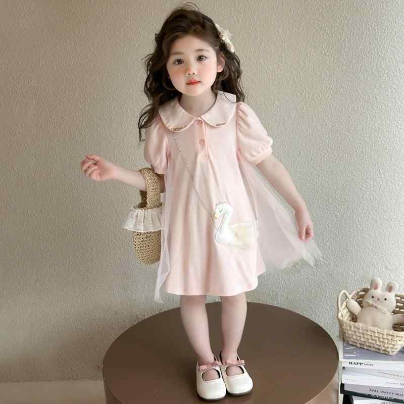 ワンピース キッズ 女の子 ベビー 夏 薄手 ドールカラー 付け襟 チュールスカート おしゃれ かわいい ..