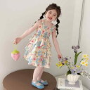 ワンピース 女の子 キッズ ベビー 小花柄 フローラル キャミソール ノースリーブ ティアードスカート 夏 涼しい かわいい プリンセス 姫系 お出かけ 普段着 リゾート ポリエステル 3歳 8歳 100cm 140cm