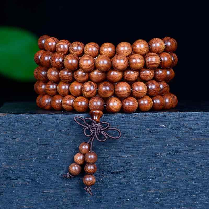 念珠 メンズ レディース 男性用 女性用 ペア カップル 花梨木 天然木 108玉 丸玉 多重巻き ブレスレット 数珠 腕輪 お守り 厄除け 開運 ラッキーアイテム 瞑想 ヨガ エスニック 民族調 ファッション小物