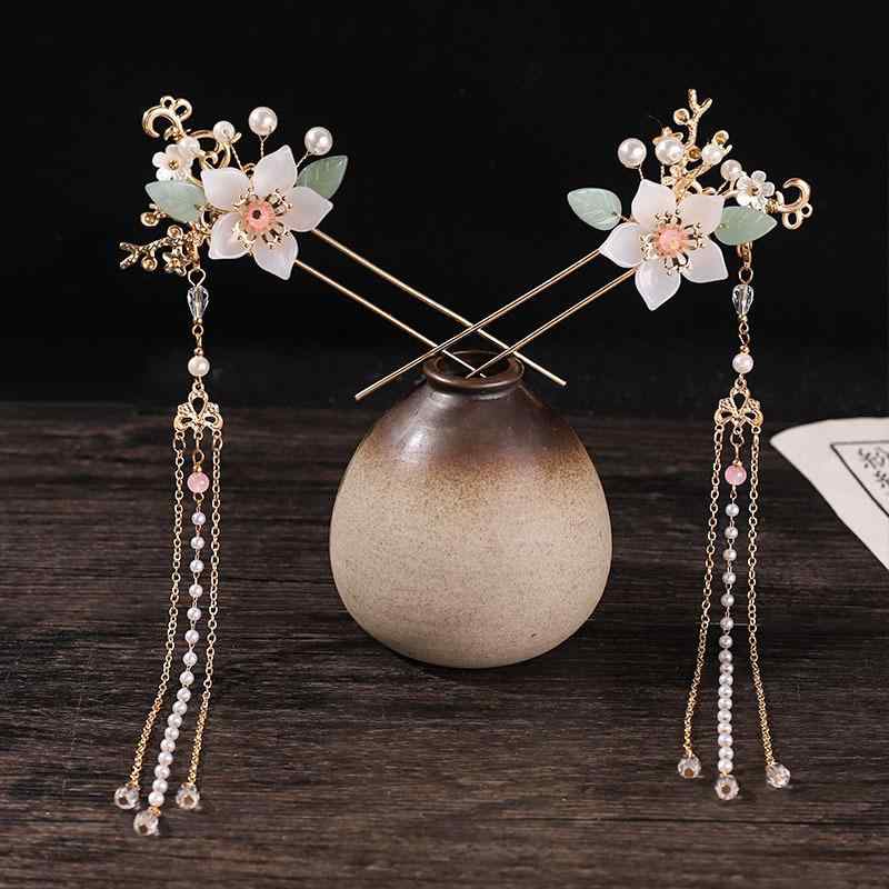 ヘアアクセサリー レディース 中国風 漢服 上品 優雅 手作り かんざし 簪 ヘアピン ヘッドドレス セッ..