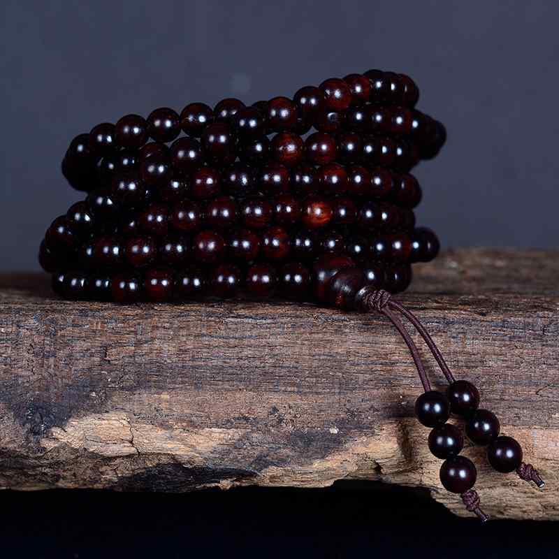 念珠 メンズ レディース 男女兼用 インド小葉紫檀 牛毛紋 老材 緑檀 紫光檀 バービーサンダルウッド 4mm 216珠 天然木珠 ブレスレット ネックレス お守り 開運