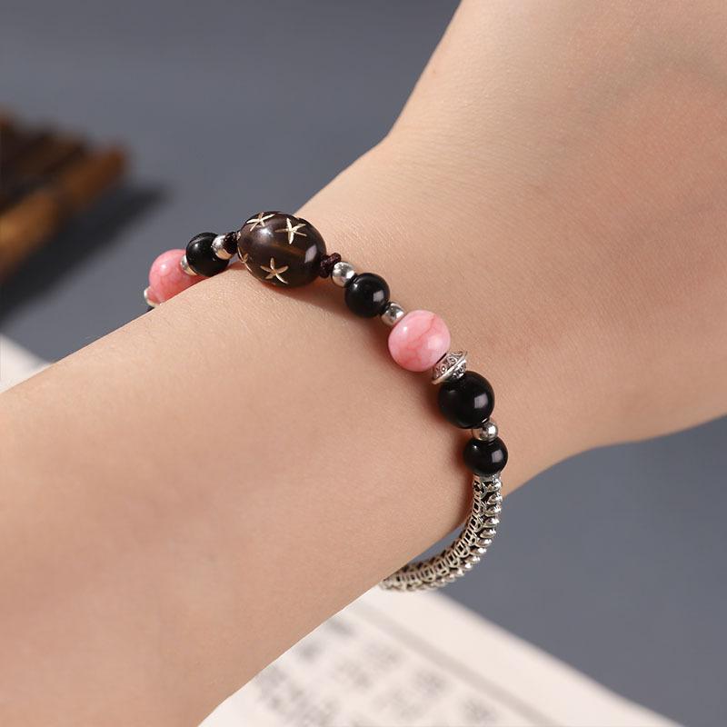 ブレスレット メンズ レディース 男女兼用 ガラス製 編み込み 新中国風 レトロ エスニック ナチュラル ..