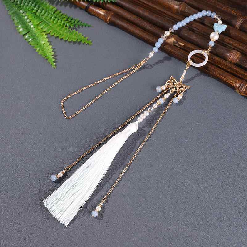 中国風アクセサリー レディース 女性 手作り ハンドメイド 揺れる 新中華風 仙女風 民族風 ブルー 青 ..